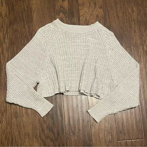 Aeropostale Oversized Cropped Gray Ribbed Sweater